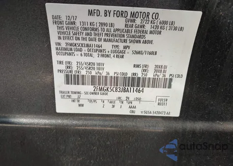 2018 Ford Flex Sel z USA, uszkodzony, nr VIN 2FMGK5C83JBA11464